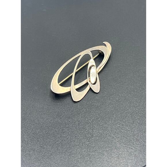 Vintage Sterling Silver Abstract Modernist Brooch Pin 1.75" Statement Jewelry - Picture 2 of 7